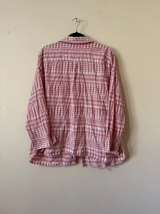 Talbots Plus Pink and White Gingham Shirt - Picture 2 of 3